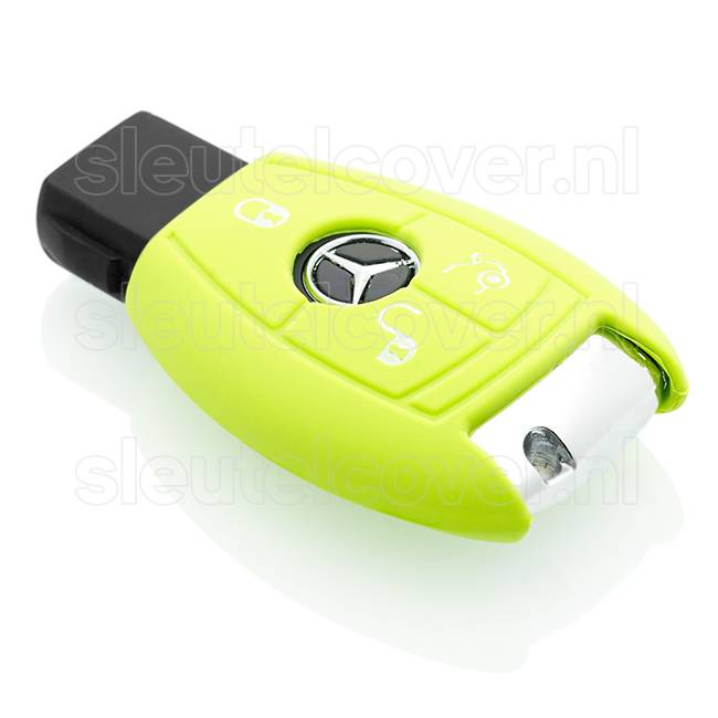 Autosleutel Hoesje geschikt voor Mercedes - SleutelCover - Silicone Autosleutel Cover - Sleutelhoesje Lime groen