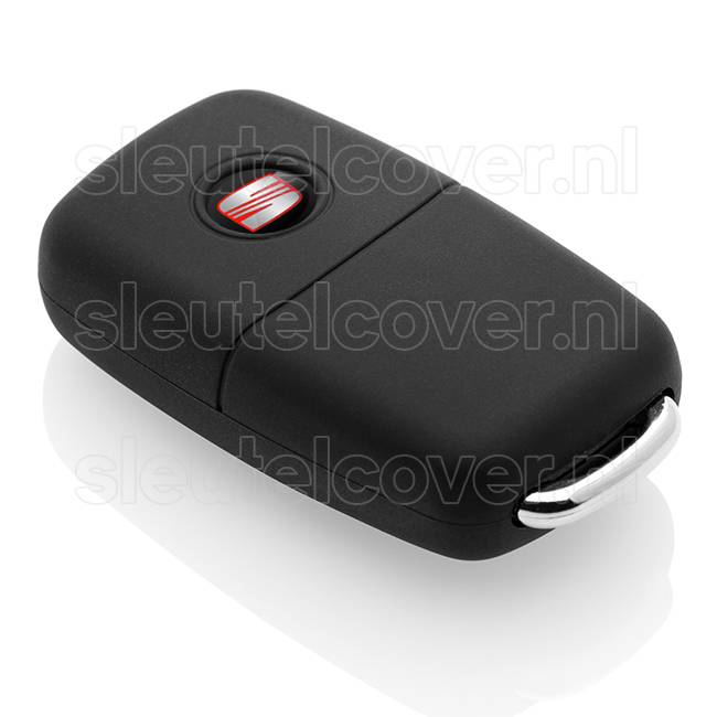 Autosleutel Hoesje geschikt voor Seat - SleutelCover - Silicone Autosleutel Cover - Sleutelhoesje Zwart