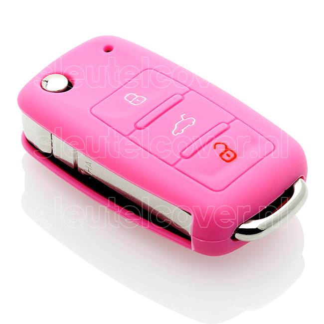 Autosleutel Hoesje geschikt voor Volkswagen / VW - SleutelCover - Silicone Autosleutel Cover - Sleutelhoesje Roze