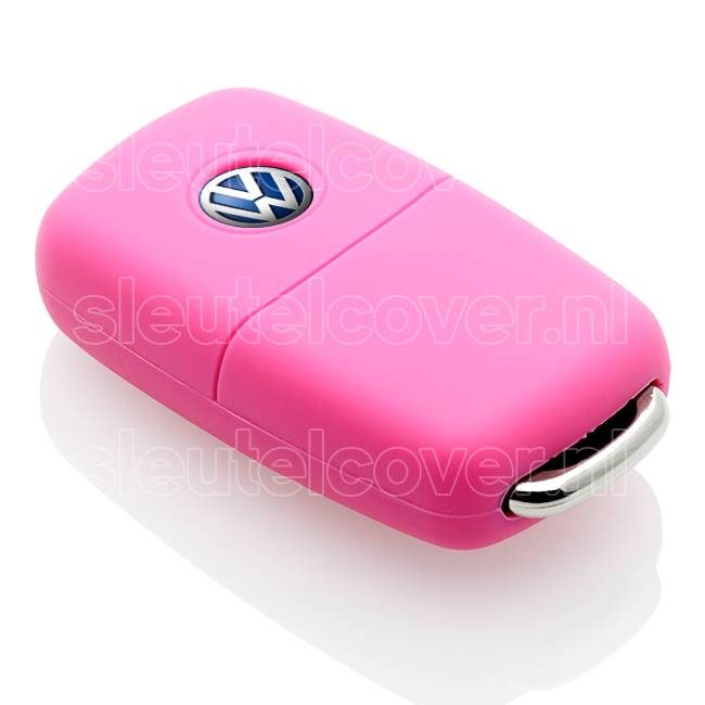 Autosleutel Hoesje geschikt voor Volkswagen / VW - SleutelCover - Silicone Autosleutel Cover - Sleutelhoesje Roze