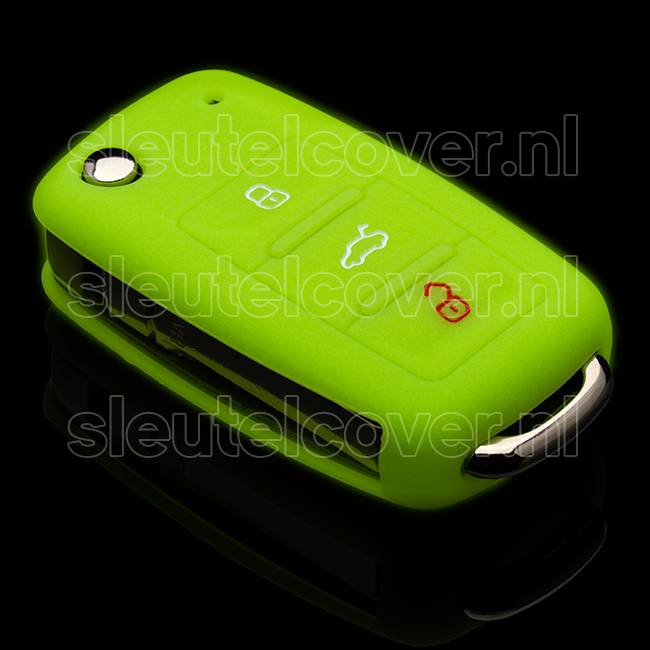 Autosleutel Hoesje geschikt voor Skoda - SleutelCover - Silicone Autosleutel Cover - Sleutelhoesje Glow in the dark / Lichtgevend