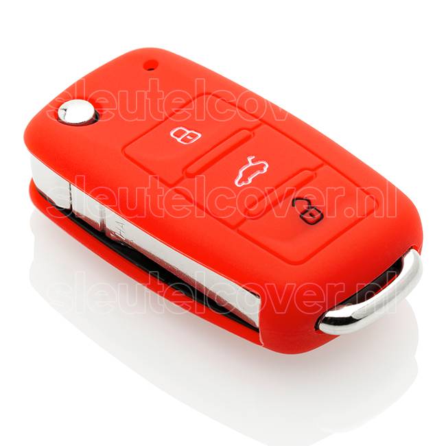 Autosleutel Hoesje geschikt voor Volkswagen / VW - SleutelCover - Silicone Autosleutel Cover - Sleutelhoesje Rood