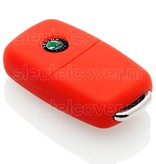 Autosleutel Hoesje geschikt voor Skoda - SleutelCover - Silicone Autosleutel Cover - Sleutelhoesje Rood