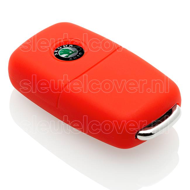 Autosleutel Hoesje geschikt voor Skoda - SleutelCover - Silicone Autosleutel Cover - Sleutelhoesje Rood