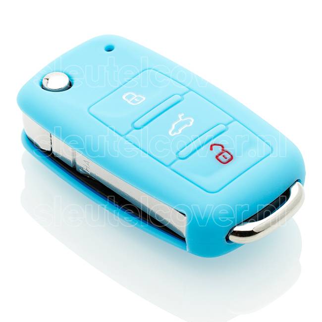 Autosleutel Hoesje geschikt voor Skoda - SleutelCover - Silicone Autosleutel Cover - Sleutelhoesje Lichtblauw