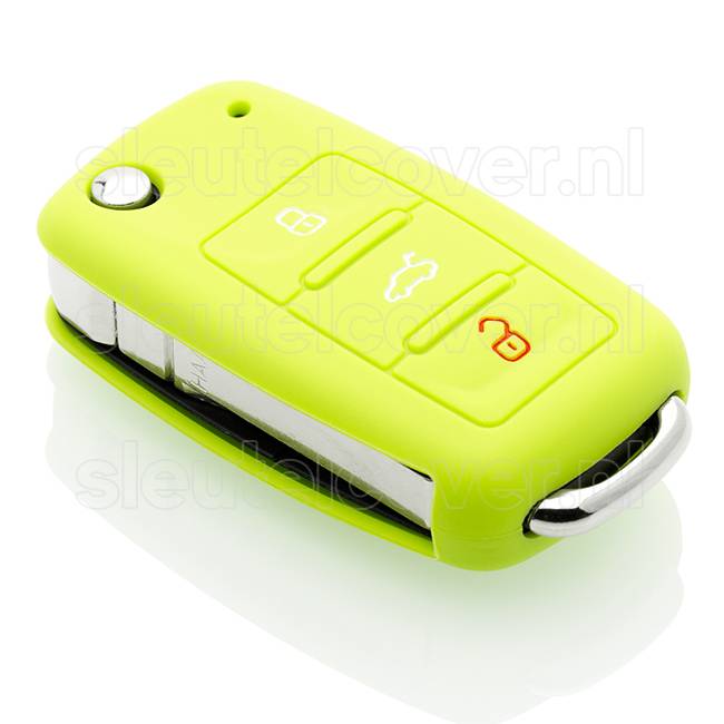 Autosleutel Hoesje geschikt voor Skoda - SleutelCover - Silicone Autosleutel Cover - Sleutelhoesje Lime groen