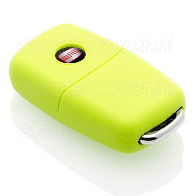 Autosleutel Hoesje geschikt voor Seat - SleutelCover - Silicone Autosleutel Cover - Sleutelhoesje Lime groen