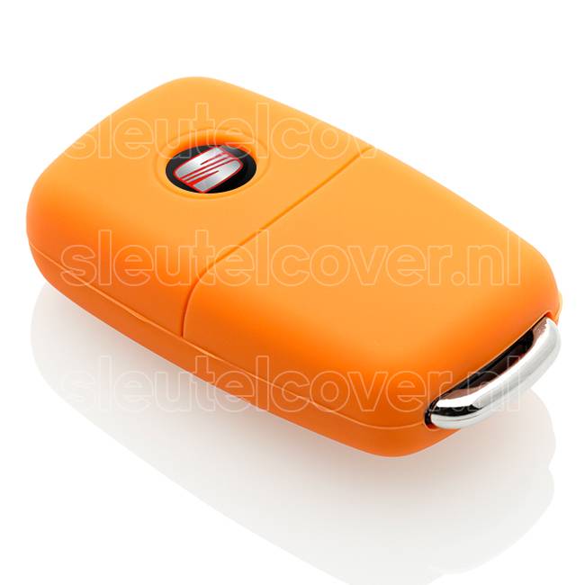 Autosleutel Hoesje geschikt voor Seat - SleutelCover - Silicone Autosleutel Cover - Sleutelhoesje Oranje