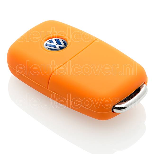 Autosleutel Hoesje geschikt voor Volkswagen / VW - SleutelCover - Silicone Autosleutel Cover - Sleutelhoesje Oranje