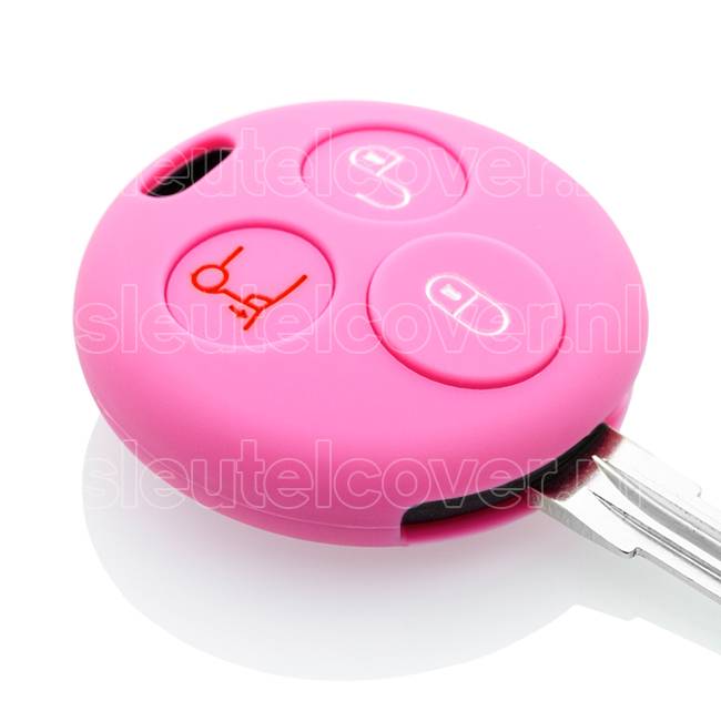 Autosleutel Hoesje geschikt voor Smart - SleutelCover - Silicone Autosleutel Cover - Sleutelhoesje Roze