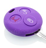 Autosleutel Hoesje geschikt voor Smart - SleutelCover - Silicone Autosleutel Cover - Sleutelhoesje Paars