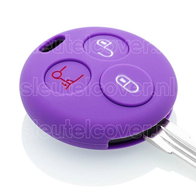 Autosleutel Hoesje geschikt voor Smart - SleutelCover - Silicone Autosleutel Cover - Sleutelhoesje Paars