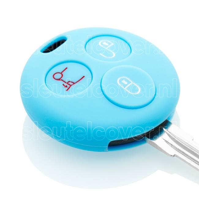 Autosleutel Hoesje geschikt voor Smart - SleutelCover - Silicone Autosleutel Cover - Sleutelhoesje Lichtblauw