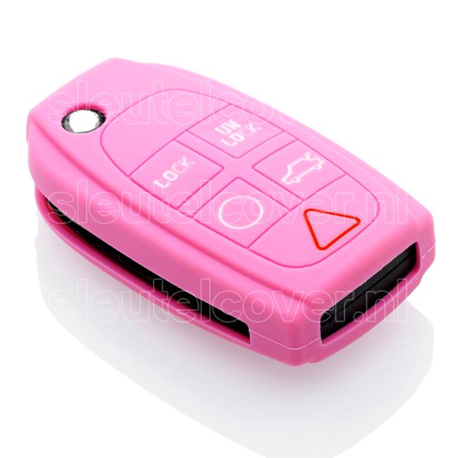 Autosleutel Hoesje geschikt voor Volvo - SleutelCover - Silicone Autosleutel Cover - Sleutelhoesje Roze