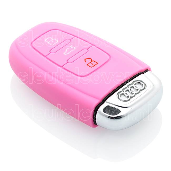 Autosleutel Hoesje geschikt voor Audi - SleutelCover - Silicone Autosleutel Cover - Sleutelhoesje Roze