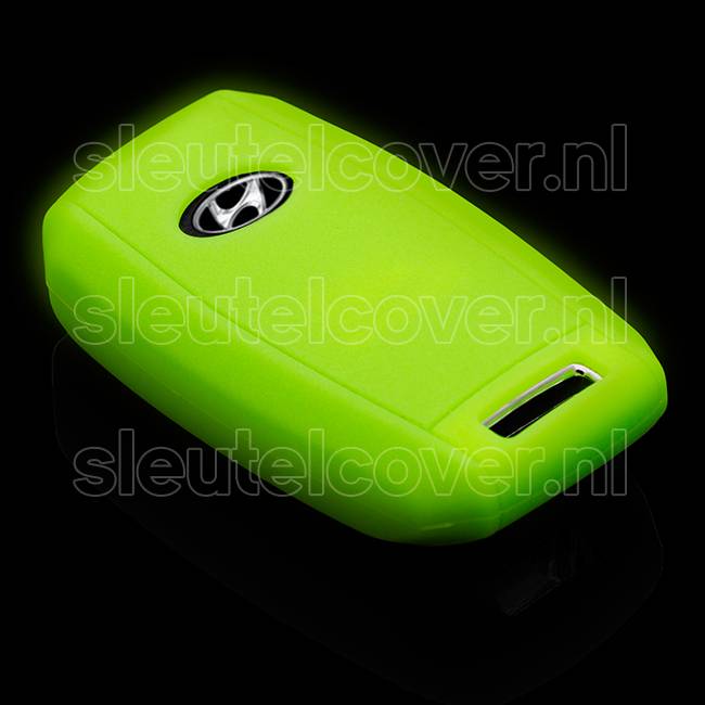 Autosleutel Hoesje geschikt voor Hyundai - SleutelCover - Silicone Autosleutel Cover - Sleutelhoesje Glow in the dark / Lichtgevend