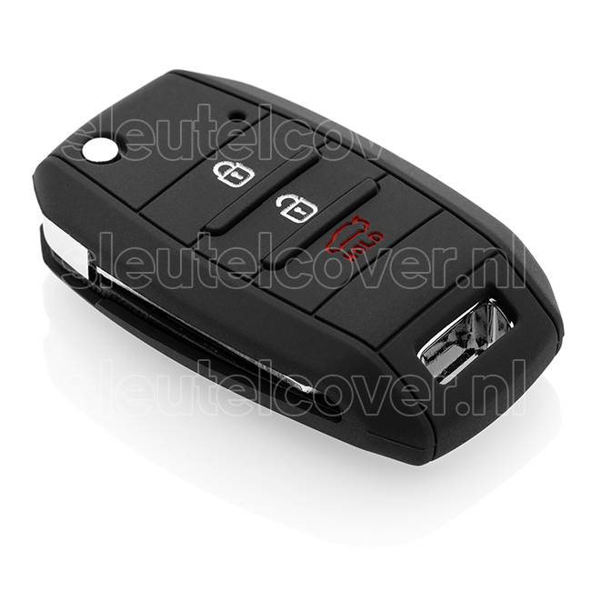 Autosleutel Hoesje geschikt voor Kia - SleutelCover - Silicone Autosleutel Cover - Sleutelhoesje Zwart