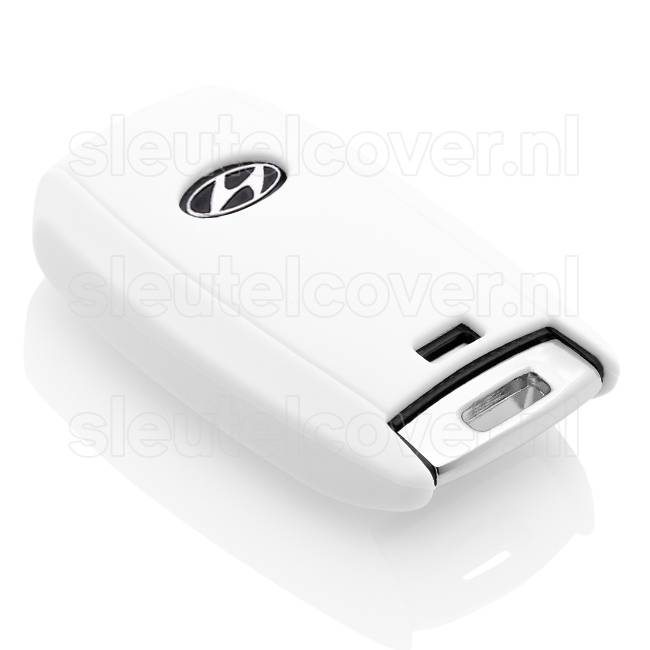 Autosleutel Hoesje geschikt voor Hyundai - SleutelCover - Silicone Autosleutel Cover - Sleutelhoesje Wit