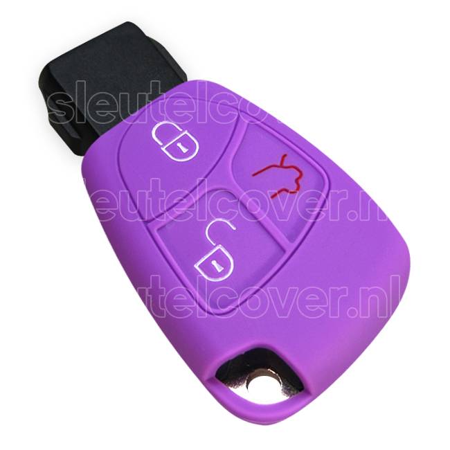 Autosleutel Hoesje geschikt voor Mercedes - SleutelCover - Silicone Autosleutel Cover - Sleutelhoesje Paars