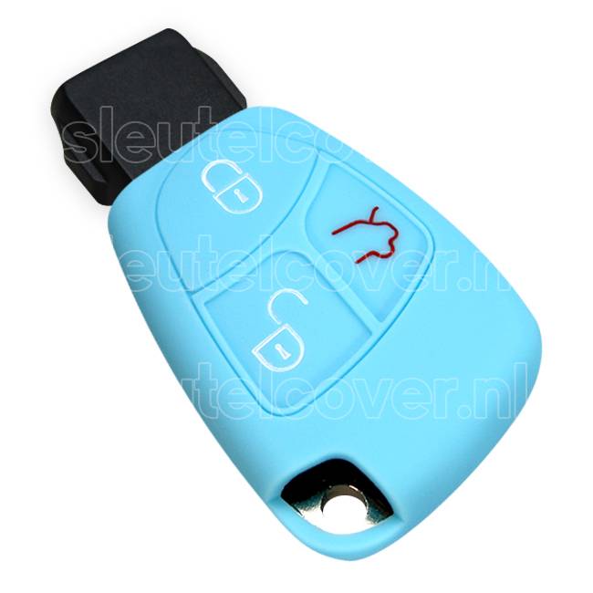 Autosleutel Hoesje geschikt voor Mercedes - SleutelCover - Silicone Autosleutel Cover - Sleutelhoesje Lichtblauw