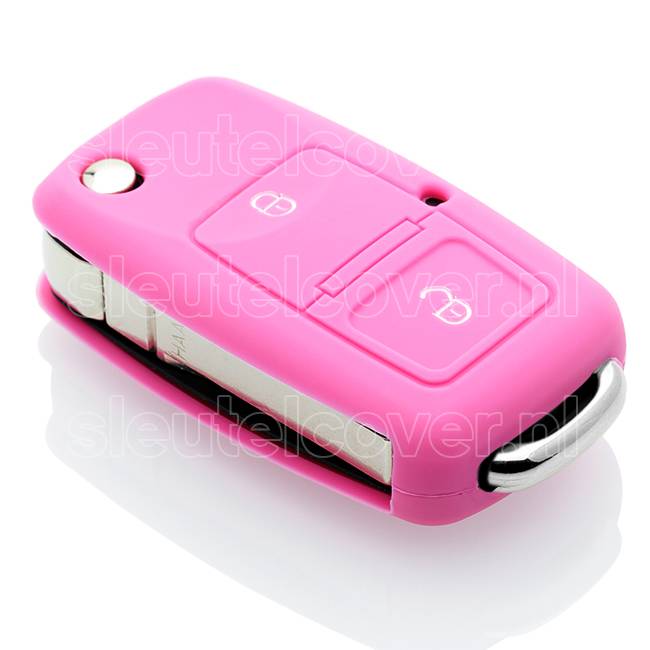 Autosleutel Hoesje geschikt voor Volkswagen / VW - SleutelCover - Silicone Autosleutel Cover - Sleutelhoesje Roze