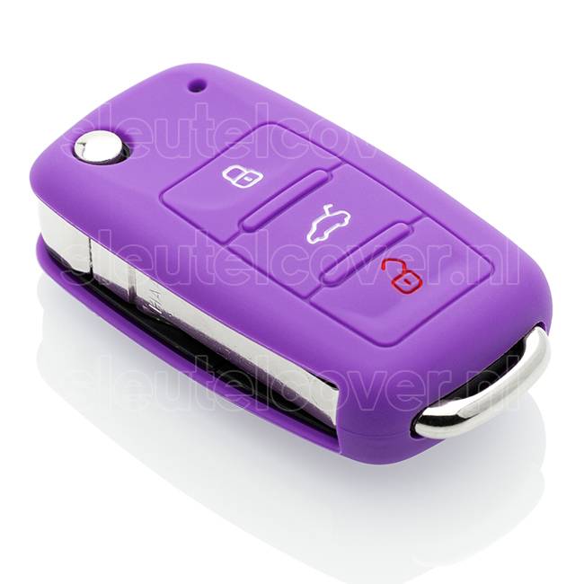 Autosleutel Hoesje geschikt voor Audi - SleutelCover - Silicone Autosleutel Cover - Sleutelhoesje Paars