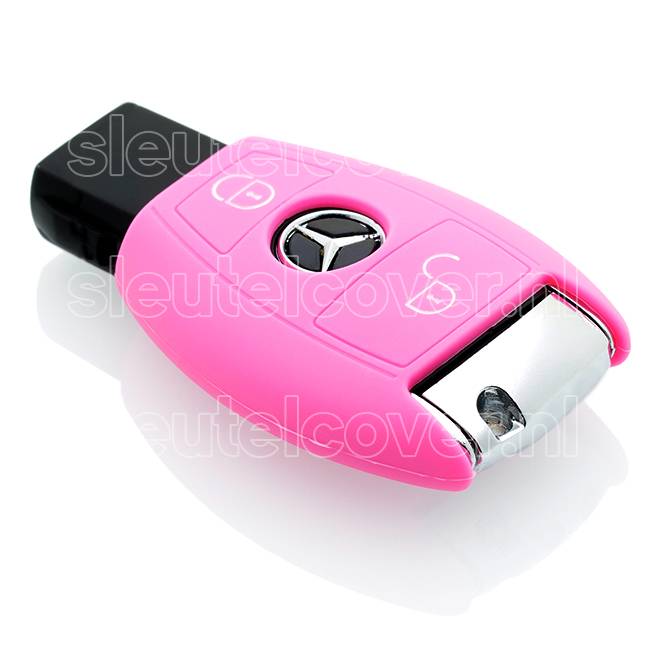 Autosleutel Hoesje geschikt voor Mercedes - SleutelCover - Silicone Autosleutel Cover - Sleutelhoesje Roze