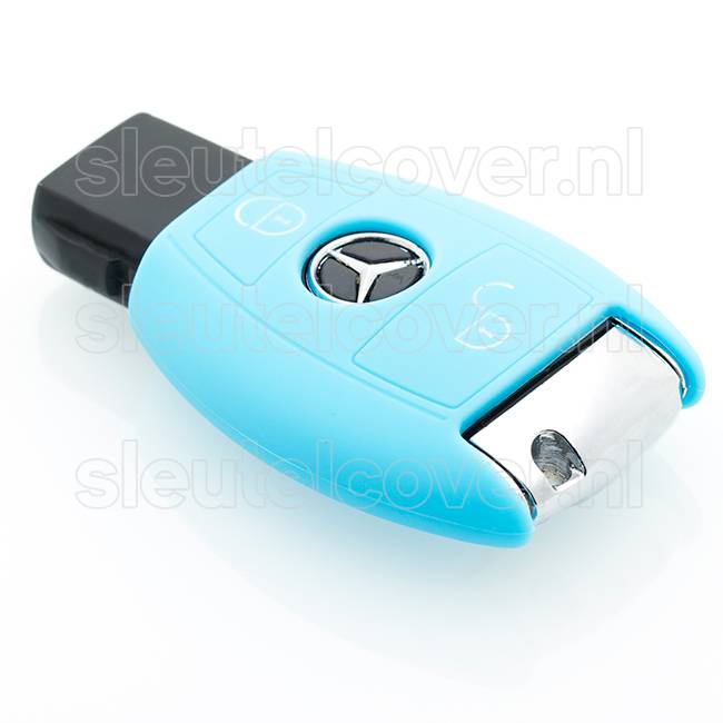 Autosleutel Hoesje geschikt voor Mercedes - SleutelCover - Silicone Autosleutel Cover - Sleutelhoesje Lichtblauw