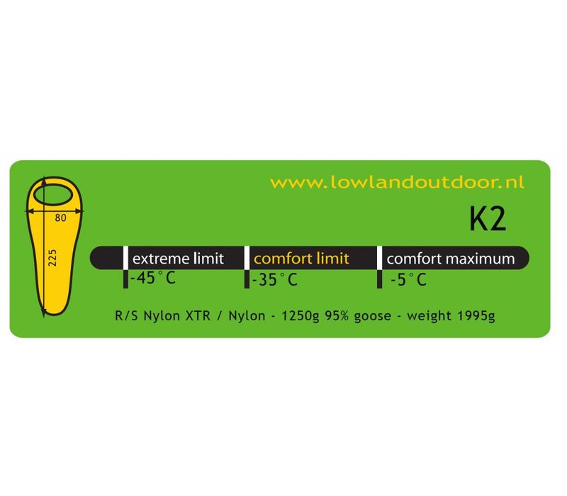 LOWLAND OUTDOOR® K2 Expedition - 1995 gr - 225x80 cm -35°C