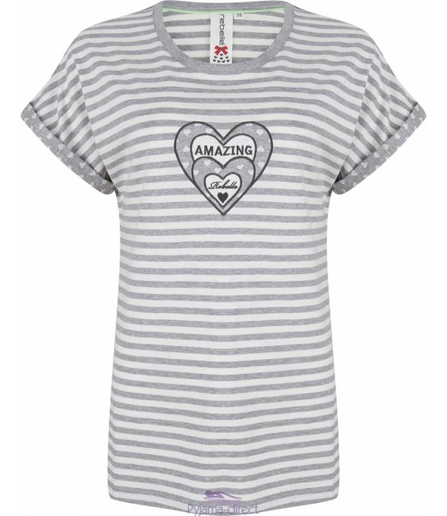 "Amazing Hearts" shortama met strepen en hartjes