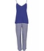 purple spot print cotton - modal pants set with blue cami top with adjustable straps