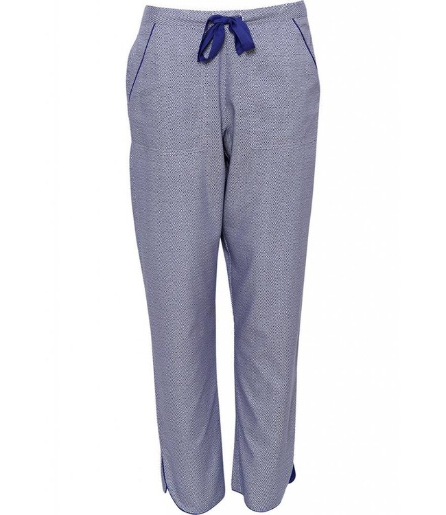 purple spot print cotton - modal pants set with blue cami top with adjustable straps