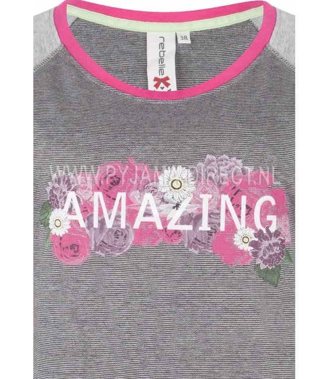 Pretty Amazing Flowers short sleeved grey & pink shorty set