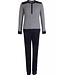 navy blue, long sleeved terry pyjama set 'fine stripes'