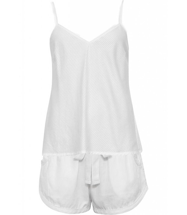 Georgia white satin stripe shorts & white vest