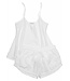 Georgia white satin stripe shorts & white vest