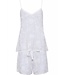 'embroidered flowers', pure white, modal woven shorty set with adjustable straps