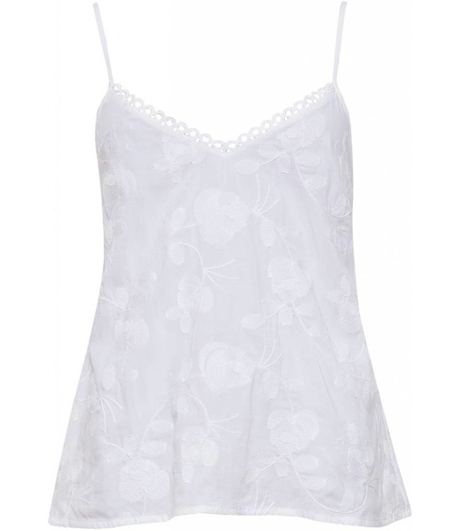 'geborduurde bloemen', puur wit, modal geweven shorty set met verstelbare schouderbandjes