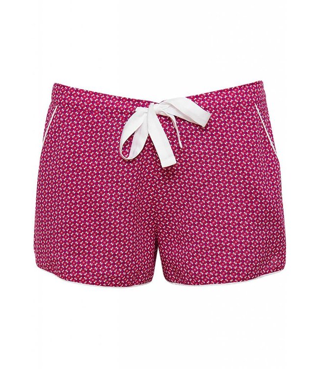 'Joyce' roze shorty set met witte top met knoopjes