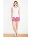 Joyce pink shorty set with white ribbed vest with buttons