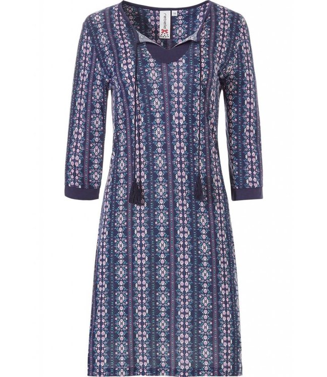 long sleeve modal nightdress 'floral pink paradise' with tassels