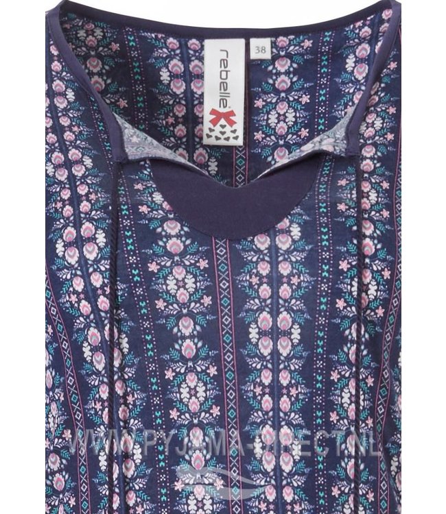 modal nachthemd met lange mouwen en tassles 'floral pink paradise'