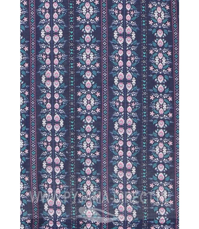 modal nachthemd met lange mouwen en tassles 'floral pink paradise'