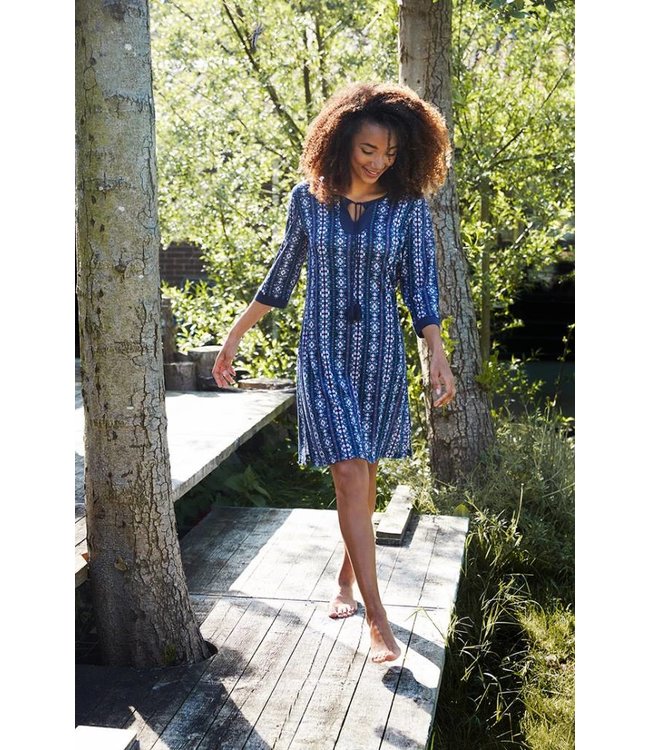 long sleeve modal nightdress 'floral pink paradise' with tassels