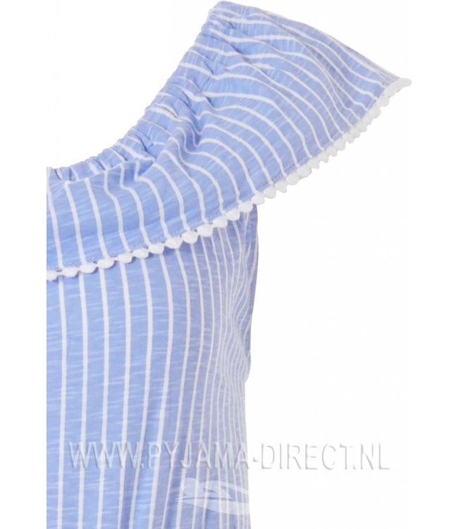 off-the-shoulder (beach style) katoenen all-in-one shorty 'seaside stripes'