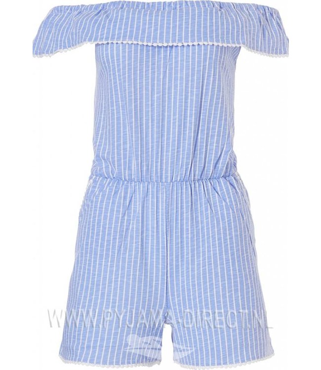 off the shoulder (beach style) all-in-one cotton shorty 'seaside stripes'