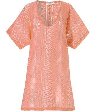 Pastunette Beach zomers oranje, doorkijk, cover-up 'floral lace look'