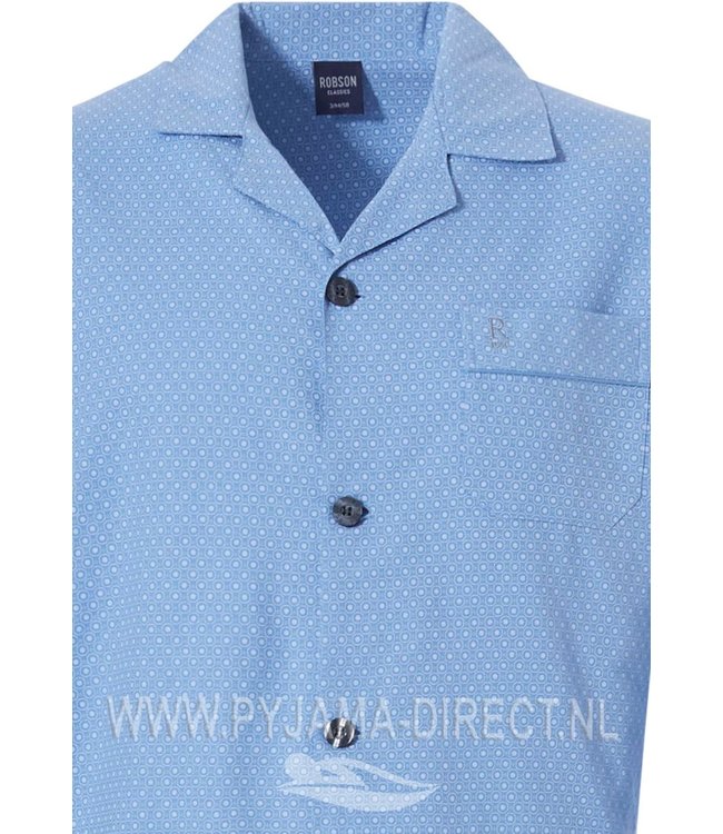 men's long sleeve 100% cotton flannel full button light sky blue pyjama with long matching pants 'inner circles'