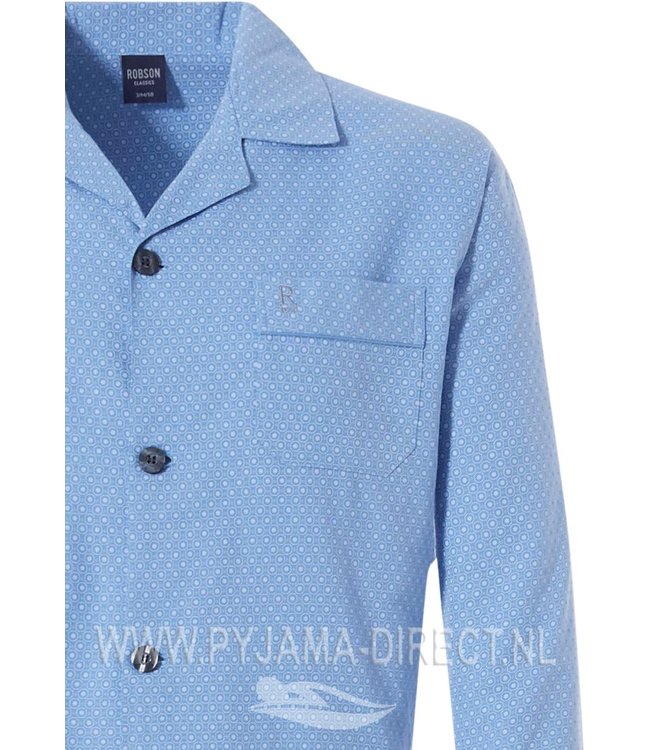 men's long sleeve 100% cotton flannel full button light sky blue pyjama with long matching pants 'inner circles'