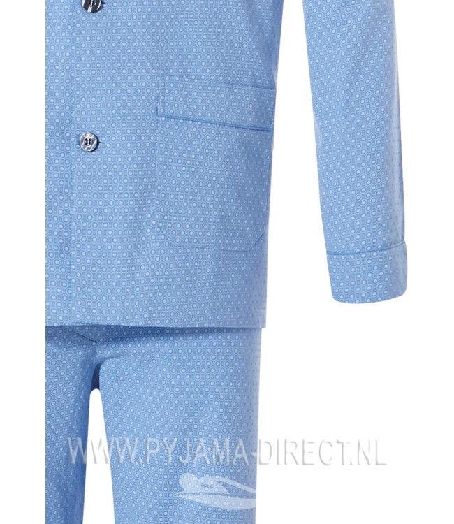 katoen flanellen hemelsblauwe doorknoop heren pyjama voor heren met lange broek 'inner circles'
